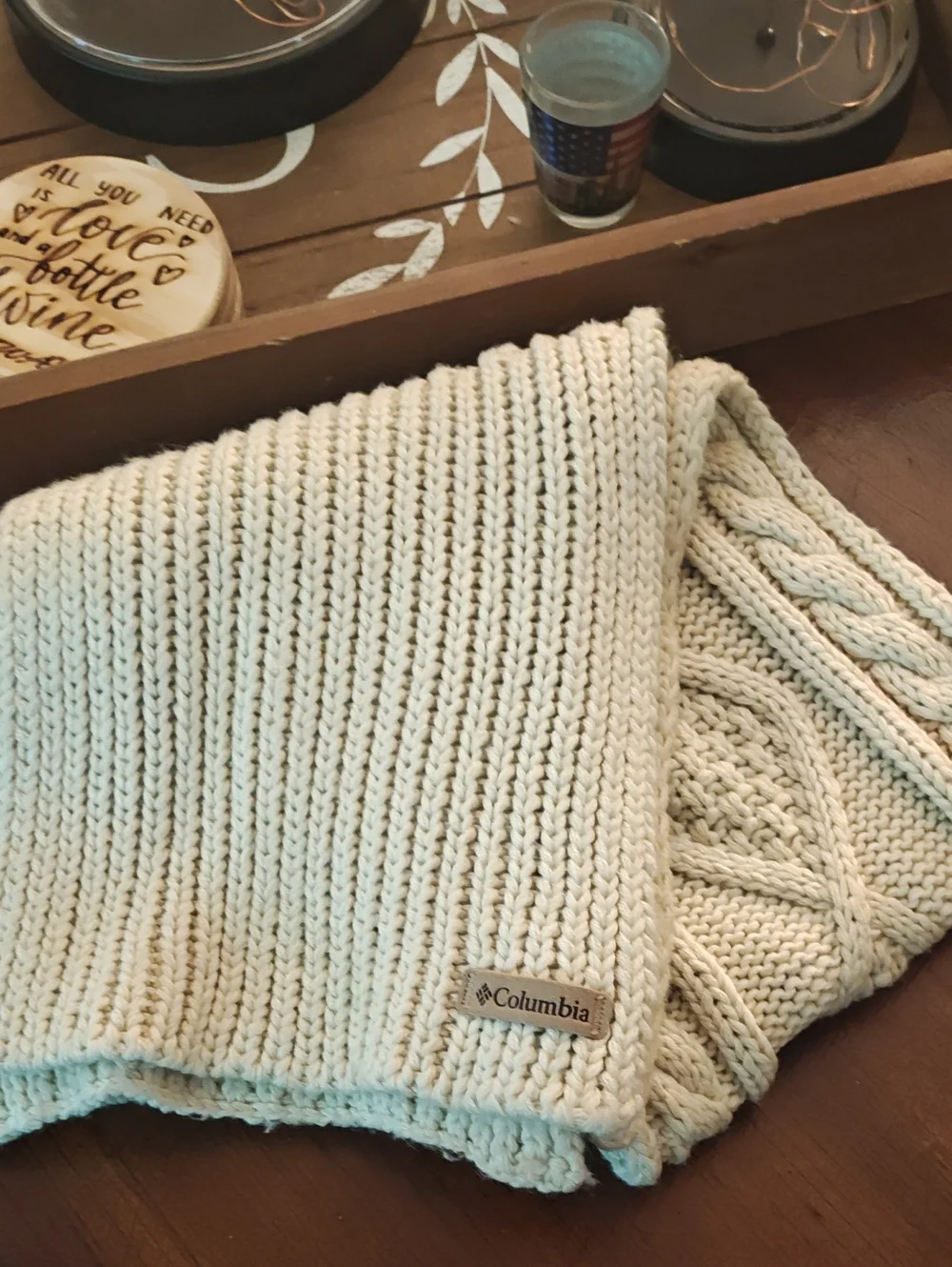 Columbia Cream Cable-Knit Scarf